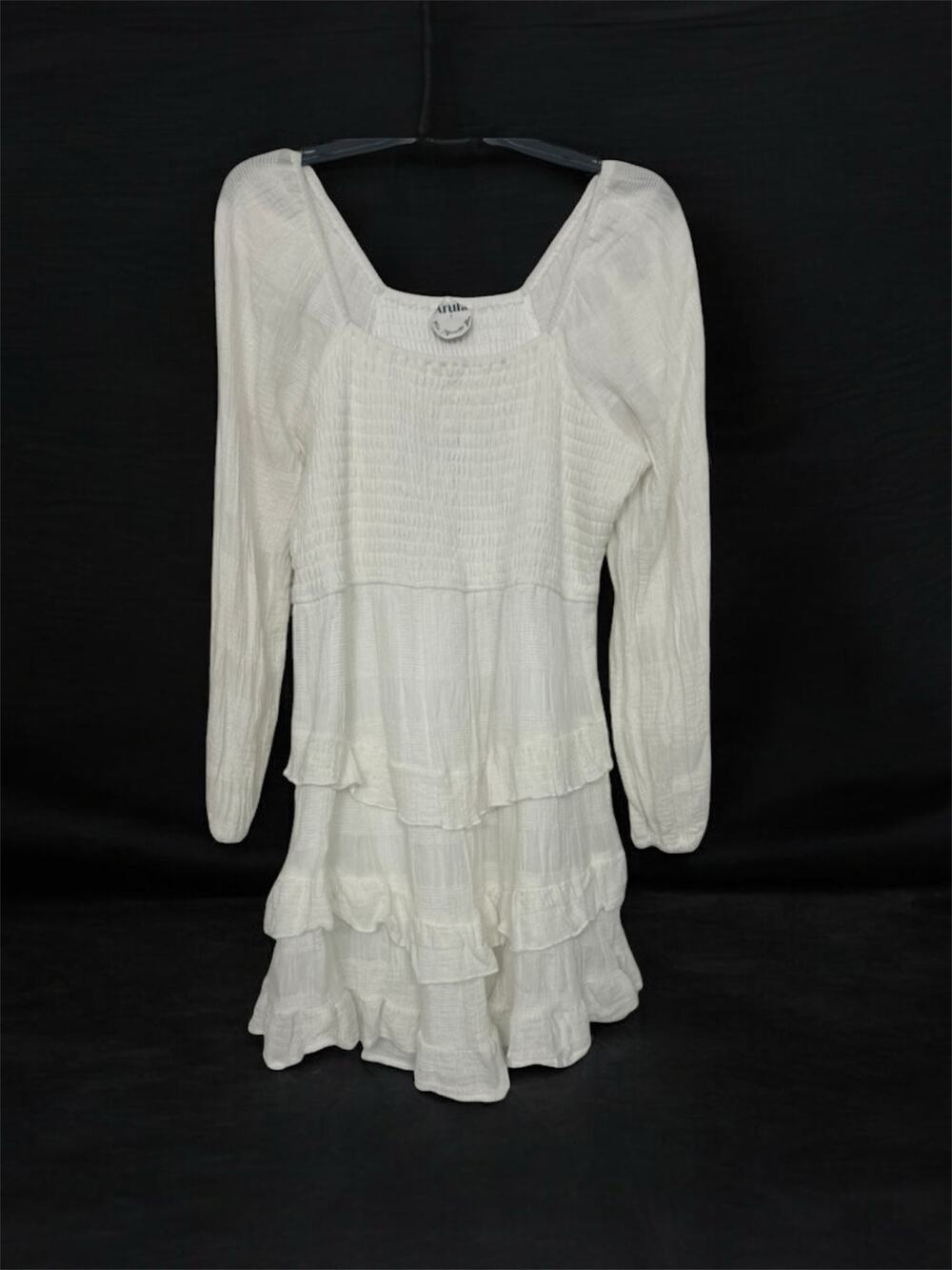 Arula Cottagecore Smocked Tiered Ruffle Mini Dress Cowgirl Boho Coquette XL